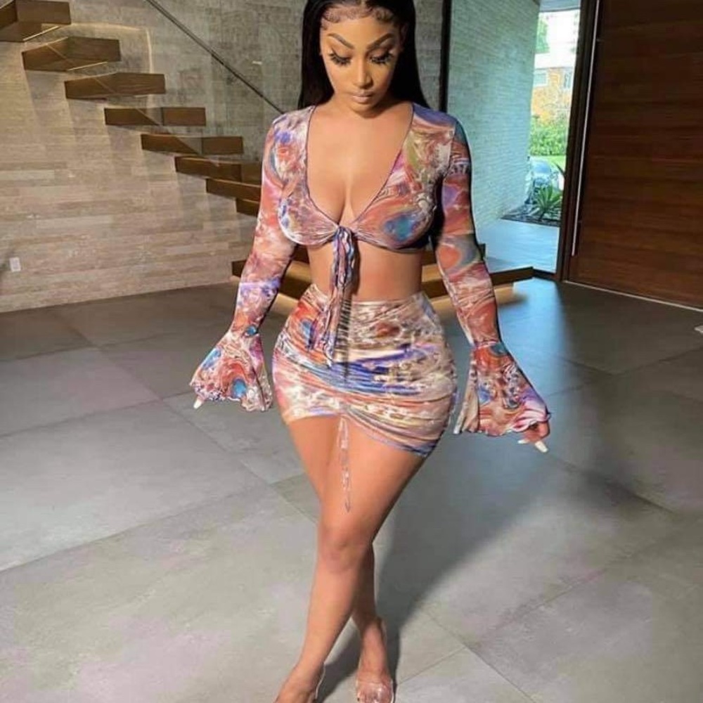 Two piece set bathing cover up